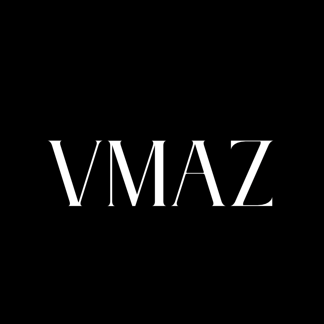 White 'VMAZ' text on a black background
