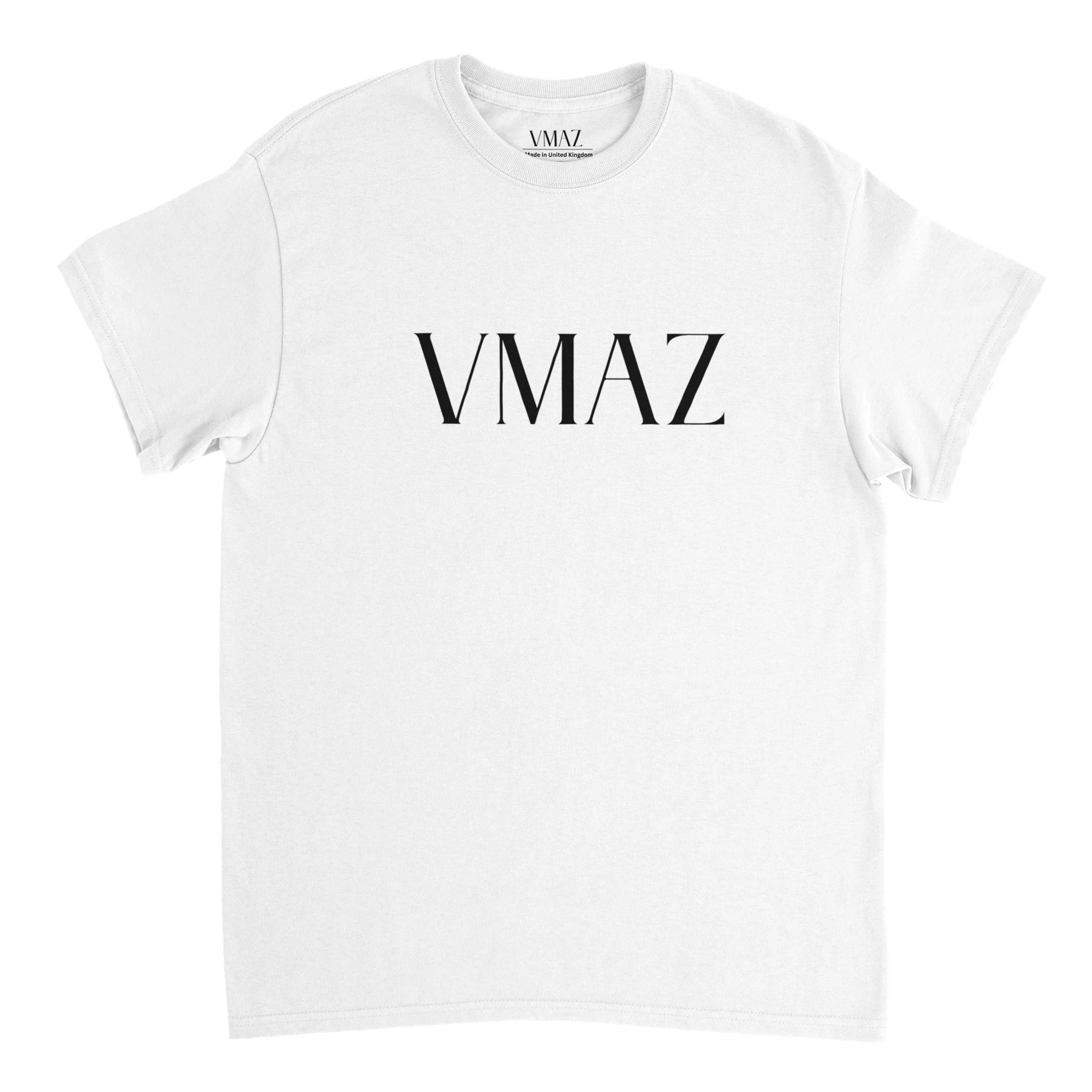 VMAZ Signature Tee - Iconic Black Logo on White Heavyweight Cotton T-Shirt - VMAZ