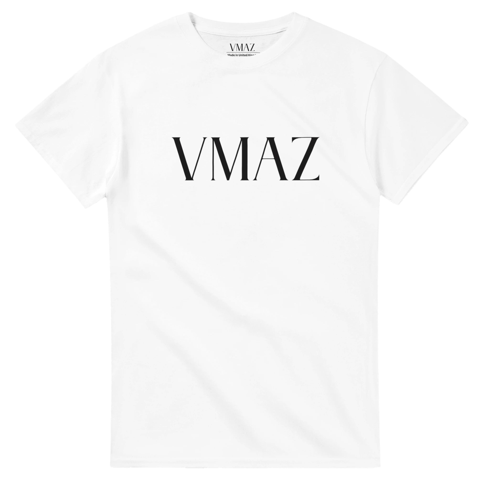 VMAZ Signature Tee - Iconic Black Logo on White Heavyweight Cotton T-Shirt - VMAZ