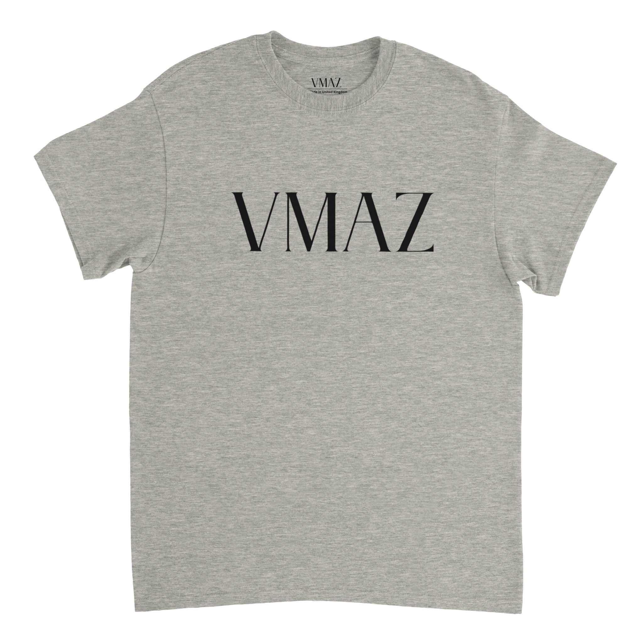 Urban Ash VMAZ Gray T-Shirt – Durable Cotton with Bold Black Logo - VMAZ