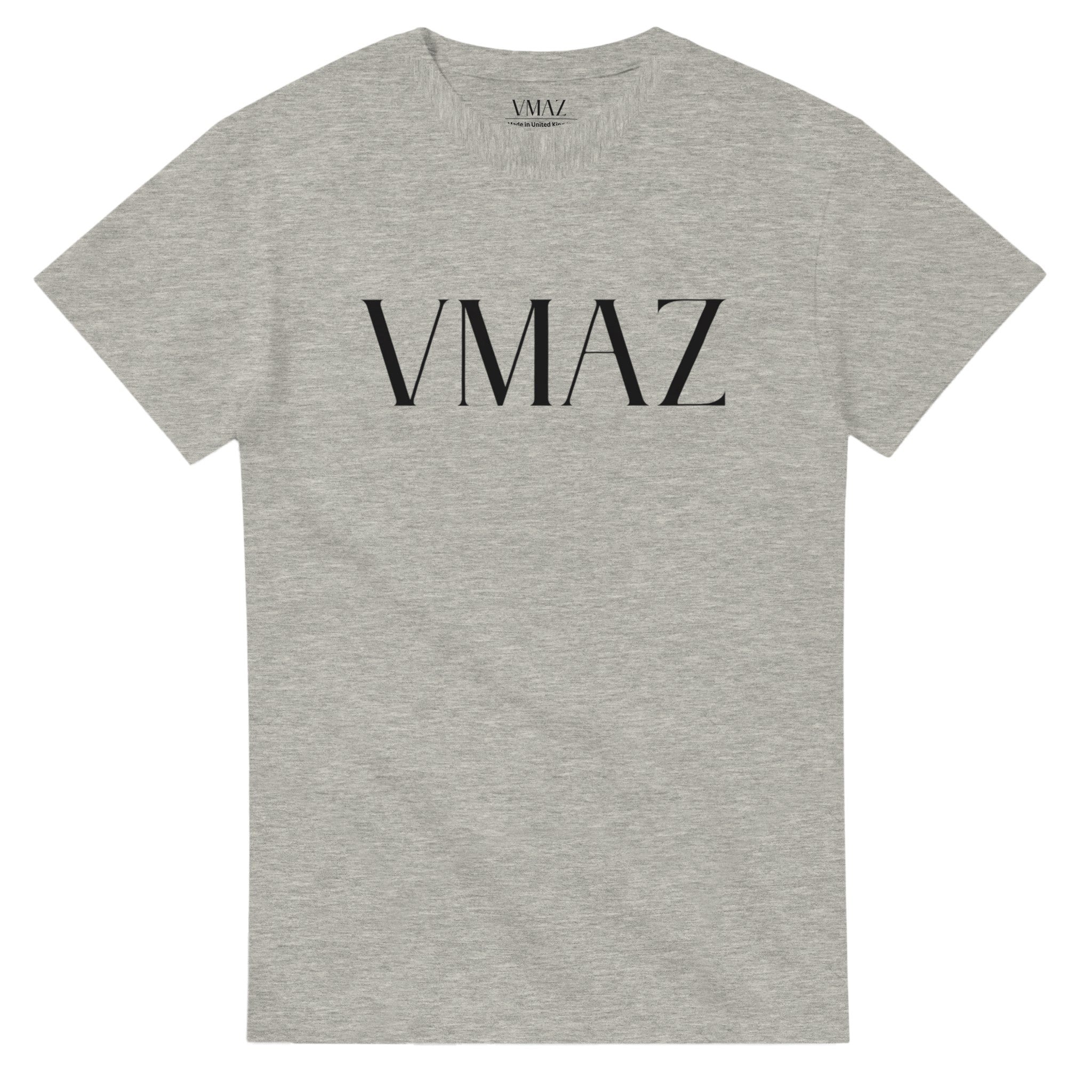 Urban Ash VMAZ Gray T-Shirt – Durable Cotton with Bold Black Logo - VMAZ